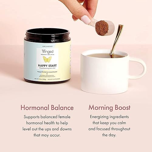 Miniatura 6 de Winged Happy Start  Polvo de impulso del estado de ánimo para mujeres, sin sabor (30 porciones), sin OMG
