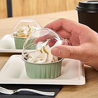Vista 5 de Restaurantware Solo tapas: tapas de cúpula para moldes desechables de 4 onzas, 100 tapas redondas para vasos desechables Creme Brulee, tapas