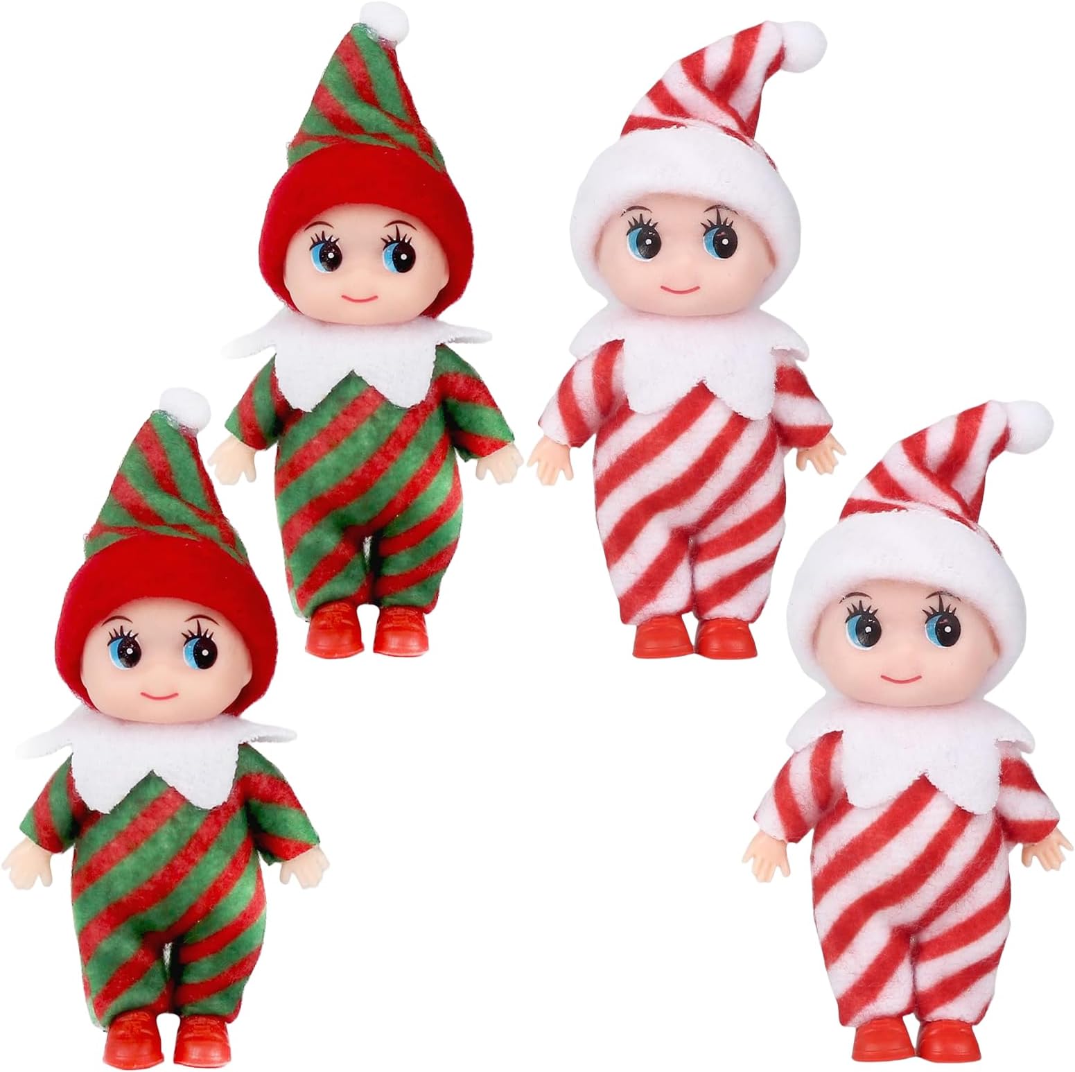 POPOYU 4 Pcs Tiny Baby Elf Doll Elf Twins Tiny Christmas Dolls Christmas Novelty Gift Elfs Accessories for Teens 14+, ChristmasGifts Cute Xmas Baby Elfs Dolls for Adults Xmas New Year Decorations