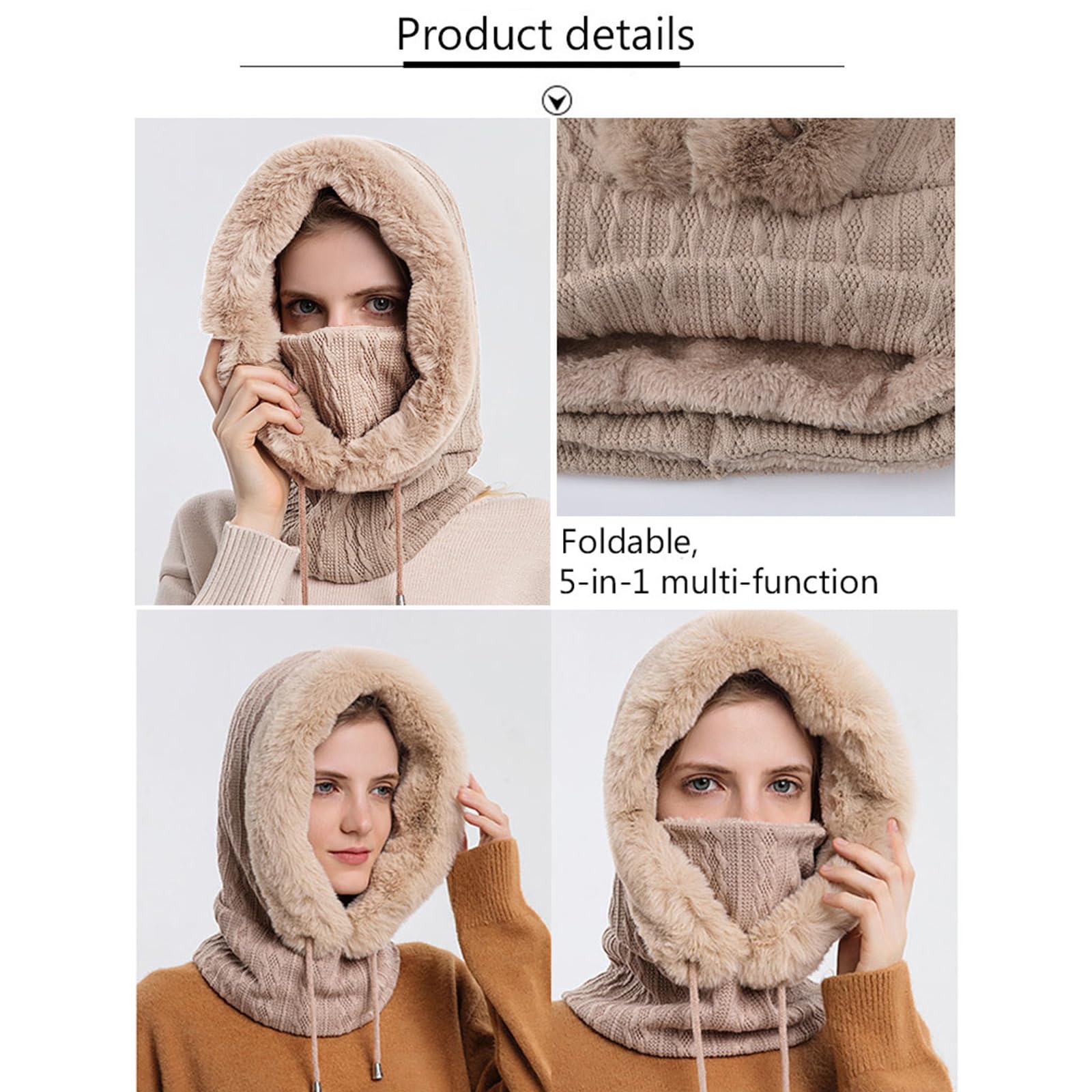 YAMEE Passamontagna Balaclava Sci Donna,Cappello Invernale Donna,Cappuccio più Caldo,Cappelli da Sci cap Outdoor per Lo Sci,la Corsa,Il Ciclismo,Le Moto,l'Alpinismo nel Freddo Inverno