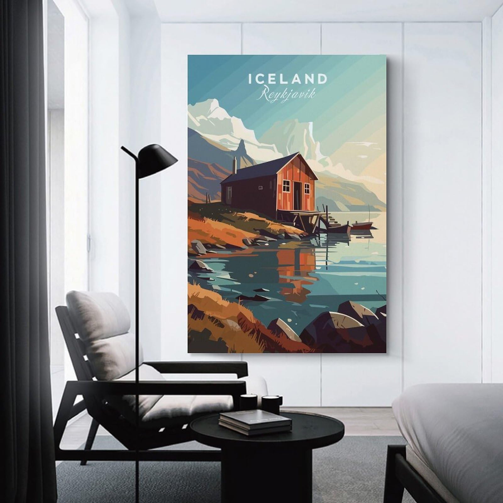 Junmoney Room Decor Wall Art Iceland Reykjavik Travel, 24x36inch(60x90cm), for Gallery Wall Decor And Room Displays, An Easy Match for Collected Prints