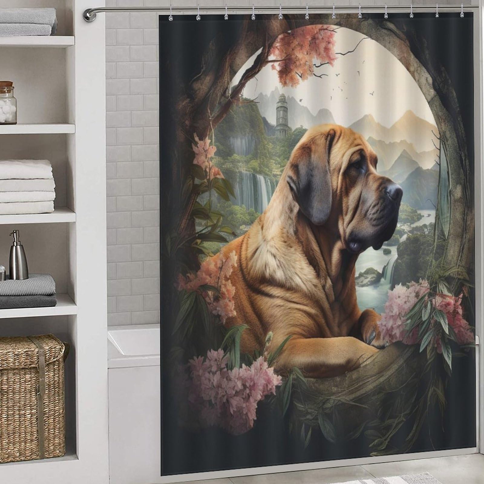 Rideau de douche chien imperméable pour éviter les éclaboussures dans la salle de bain