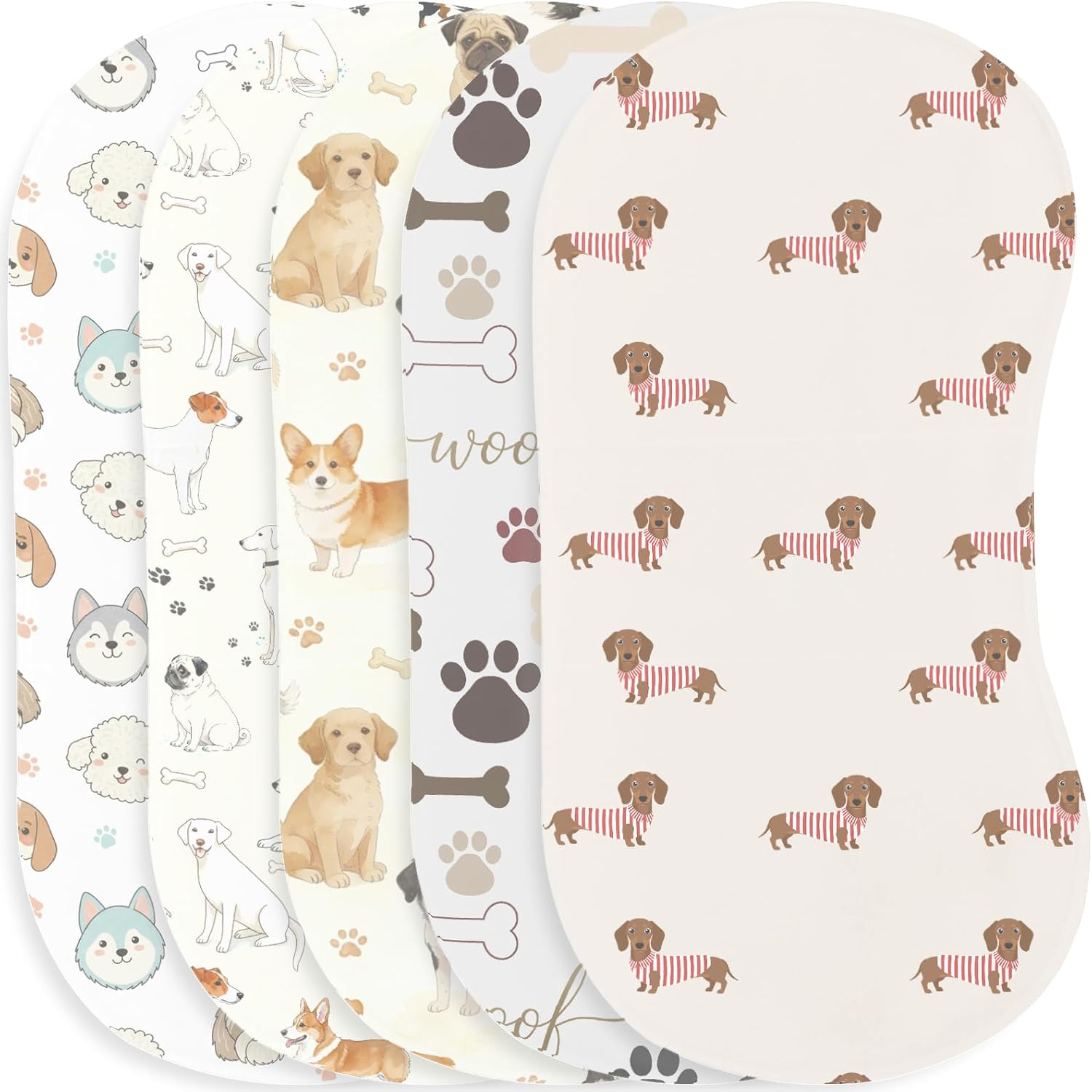 5Pack Cartoon Baby Burp Cloths for Boys Girls, Puppy Dog Baby Burping Cloths, Soft Cotton Super Absorbent Washcloths, Machine Washable and Reusable Baby Spit-Up Cloths for Newborns Infants Essentials