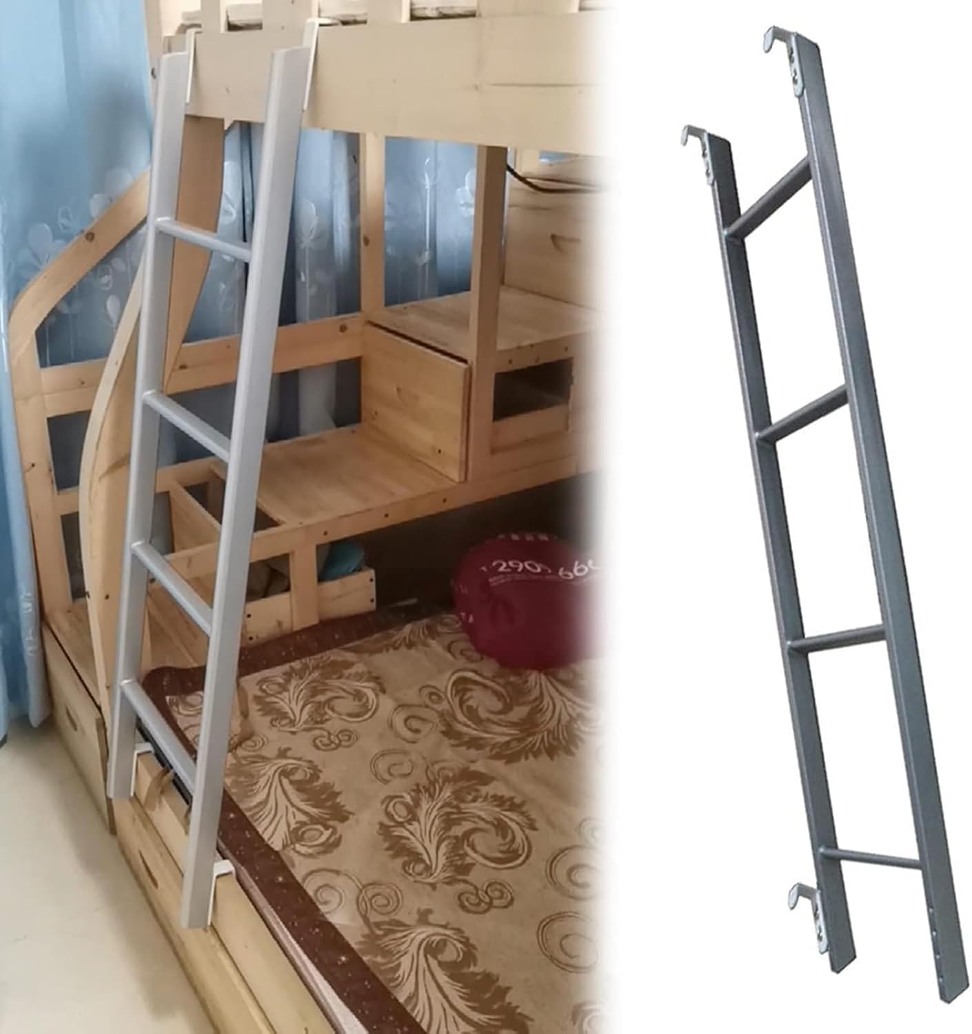 4/5 Step Bedroom Twin Bunk Bed Ladder, RV Bunk Ladder Adjustbale Straight Ladder, Versatile Step Ladder Bed Side Climb Ladder, Safety Home Replacement Ladder - Load 330 Lbs(B,116cm/45in)