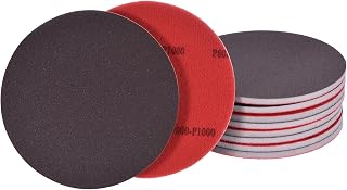 10Pcs 5 Inch Hook and Loop Sponge Sanding Disc, 800-1000 Grit Round Foam Sandpaper for Orbital Sander - Wet Dry Sanding Pads for Wood Drywall Metal Auto Furniture Polishing, Black