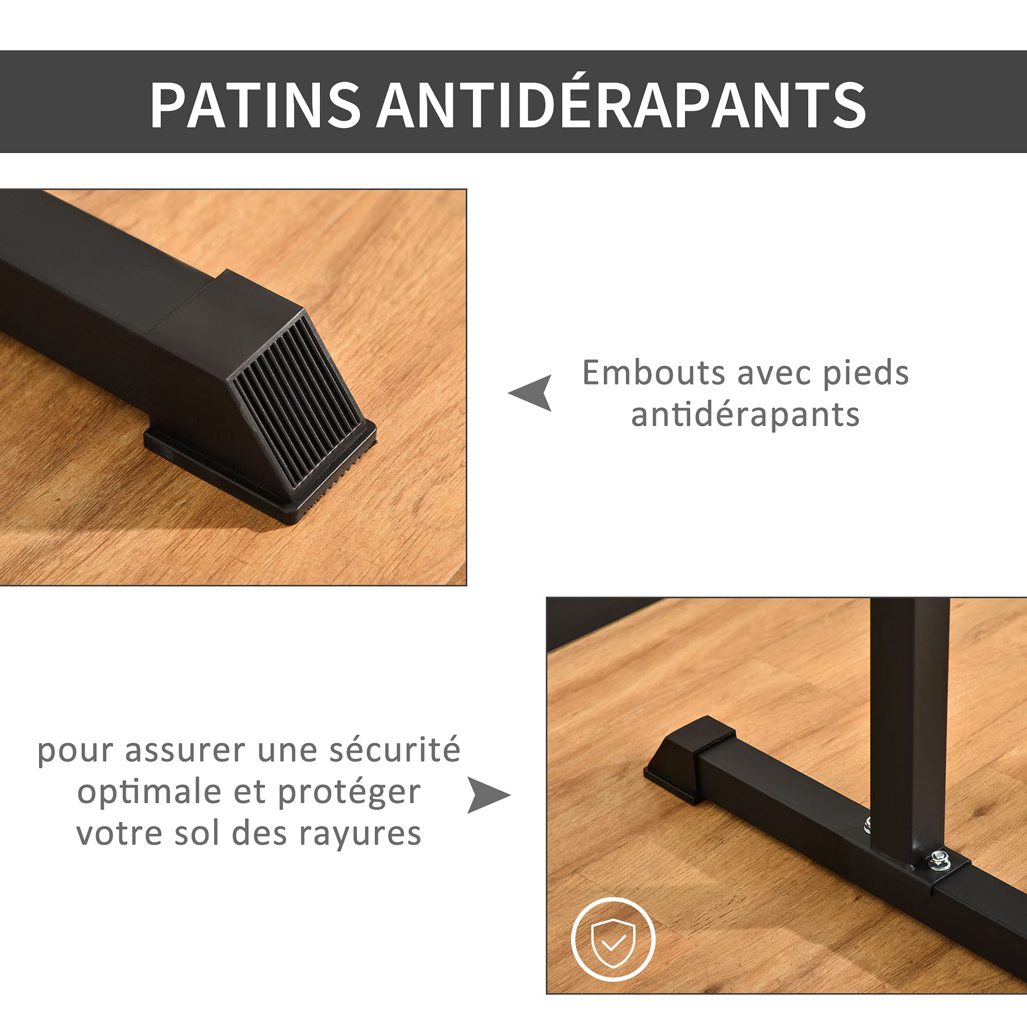 HOMCOM Appareil abdominaux dips barres à dips Fitness poignées ergonomiques et pieds antidérapants acier 104 x 70,5 x 122 cm noir