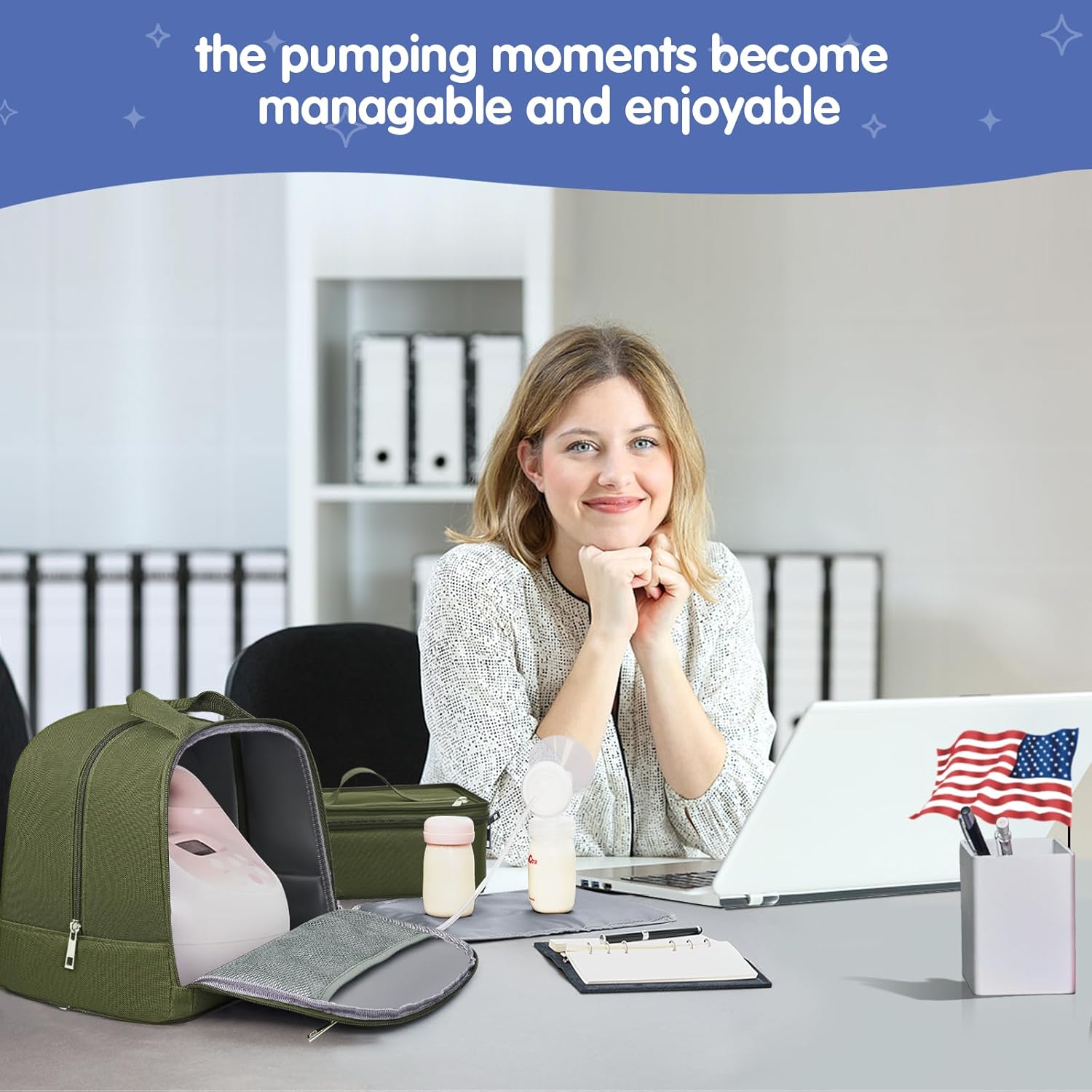 Derbiedersinn Breast Pump Bag, Compatible with Spectra Pumps, Insulated Carrying Case with Cooler for Milk Storage, Travel, Work, Daycare,Green - Image 6