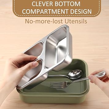 3 Pack Stainless Steel Lunch Boxes for Kids and Adults