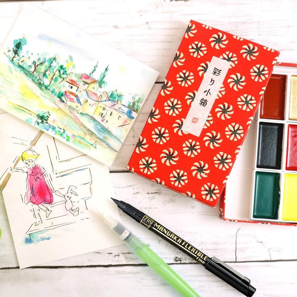 Aquarelle Japonaise Gansai Coffret 6 Teintes Pastel - Kuretake Kuretake