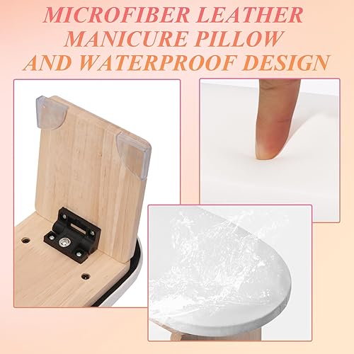 Miniatura 6 de Reposabrazos para uñas, soporte de brazos plegado de cuero de microfibra, reposamanos para uñas, almohada de descanso de manos para uso en salón de