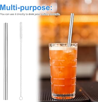 4 Pack Stainless Steel Replacement Straw for Hydrojug Traveler 32 oz, 4 Reusable Water Bottle Straws with 2 Cleaning Brush for Hydrojug Traveler Tumbler Parts Accessories, Dishwasher Safe