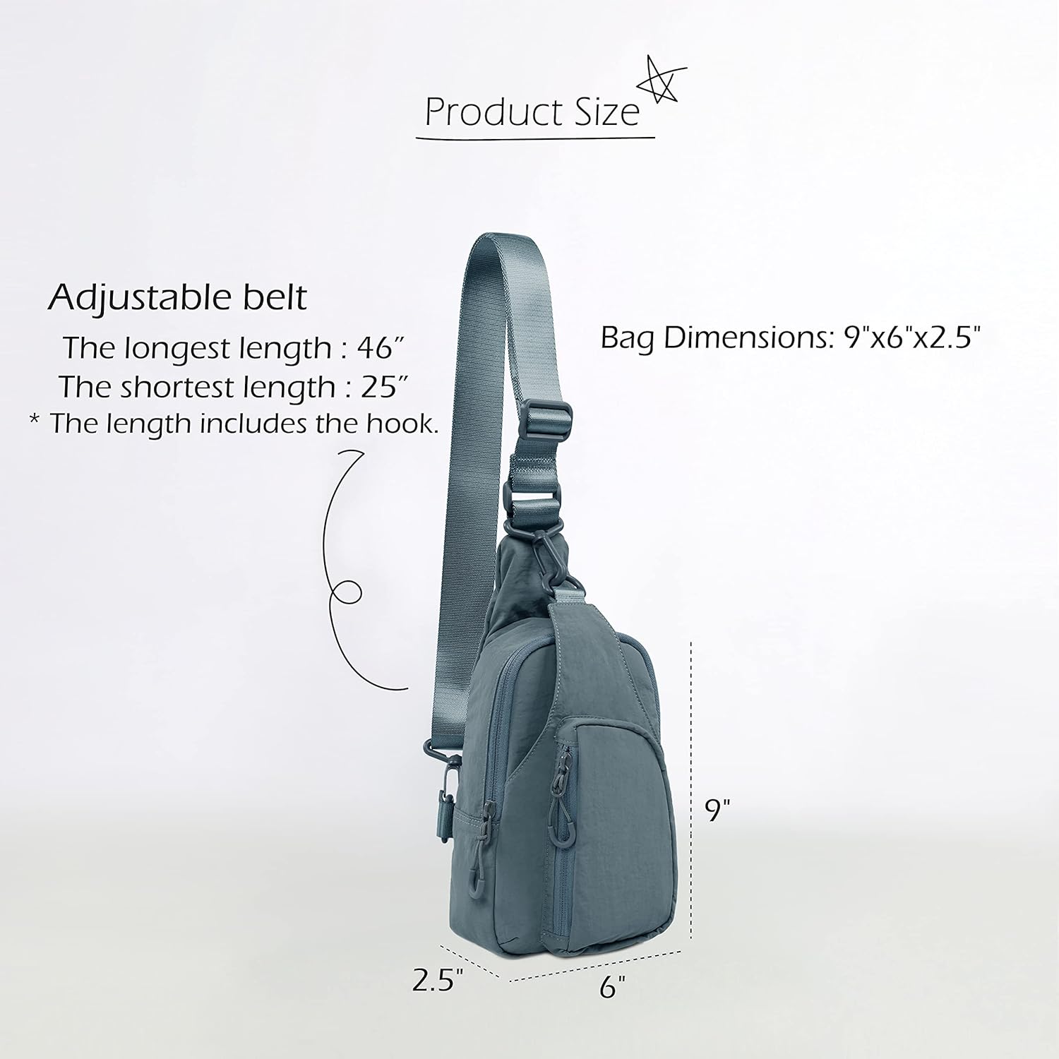 ODODOS Sling Bag with Adjustable Straps Crossbody Chest Bag Lightweight Small Backpack for Casual Traveling Hiking