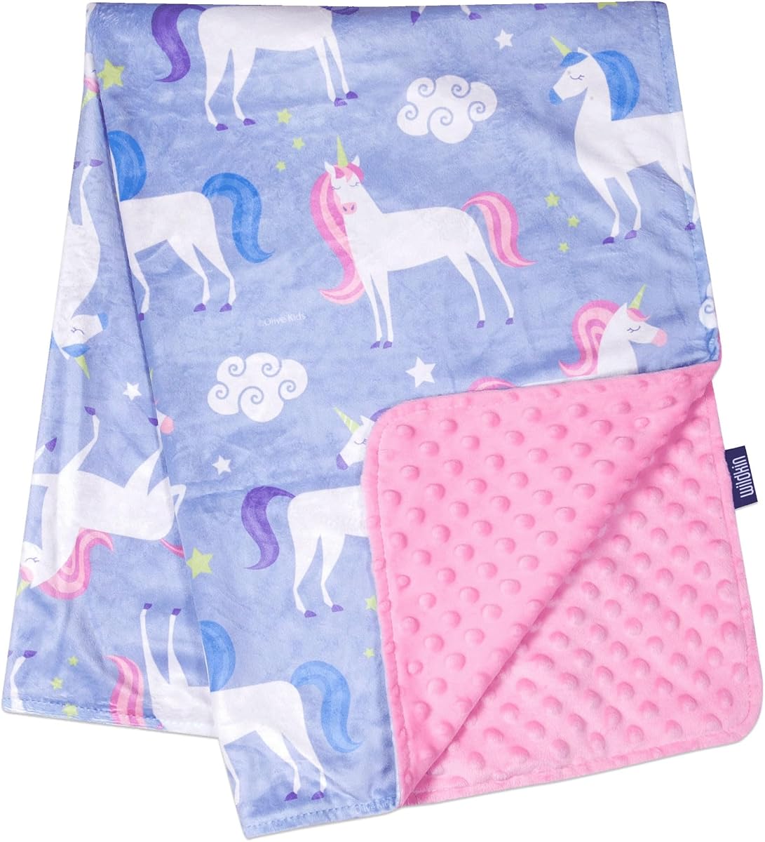 Wildkin Kids Plush Baby Blanket for Girls – Soft & Cozy Polyester Throw, Lightweight for Toddlers, Travel & Daycare, Machine Washable, Ages 3–10 – Unicorn