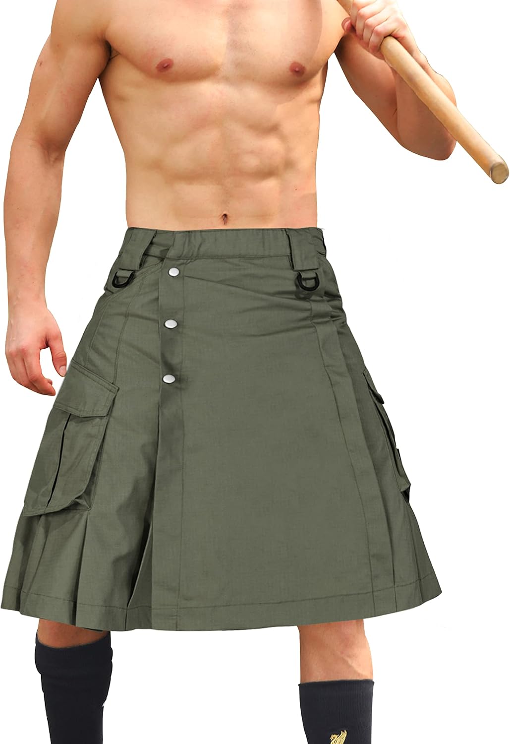 AKARMY Men's Kilt for Men, Camo Scottish Outdoor Utility Pleated Tactical Kilt,Irish Highland Hybrid Kilts