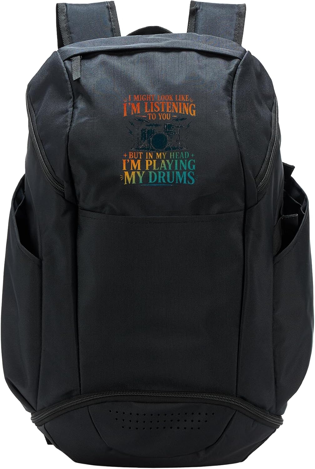 Drum Set Silhouette I Might Look Like I'm Listening Sport Backpack