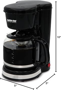 Better Chef Basic Coffee Maker | 12-Cup | Pause-N-Serve | Brushed Metal Trim (Black)