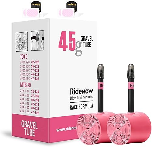 Paquete de 2 tubos interiores Ridenow de TPU ultraligeros 700 x 18-32c32-47c con válvulas Presta de 1.772 in2.559 in3.346 in para bicicleta de