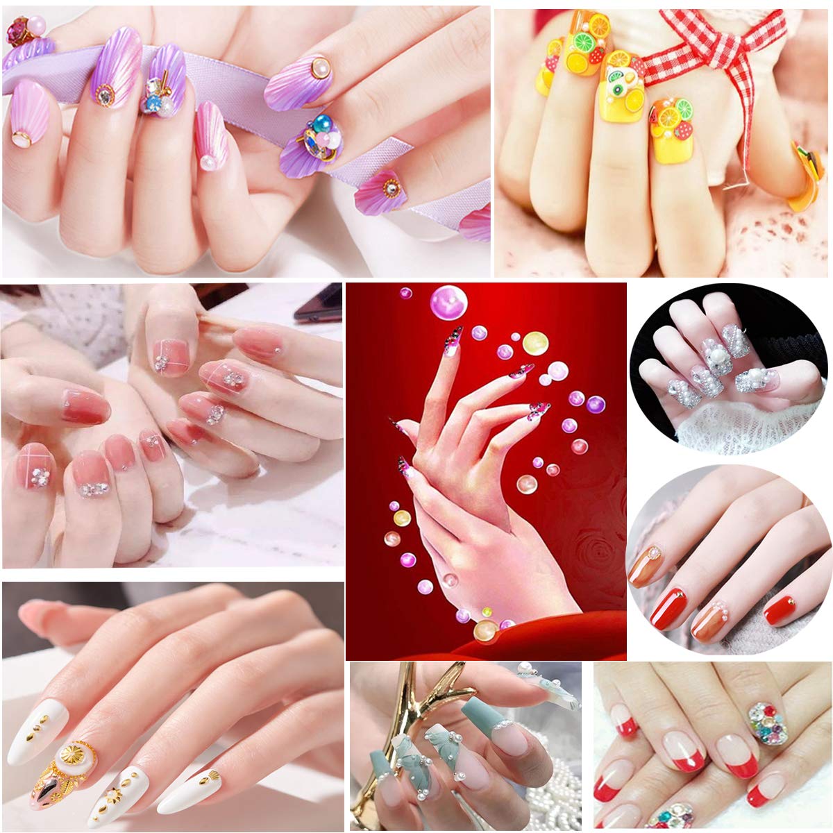 Kit de Strass pour Ongles - 8 Boîtes d'Art d'Ongle, Décorations 3D, Cristaux, Diamants, Paillettes avec Pince à Épiler et Picker
