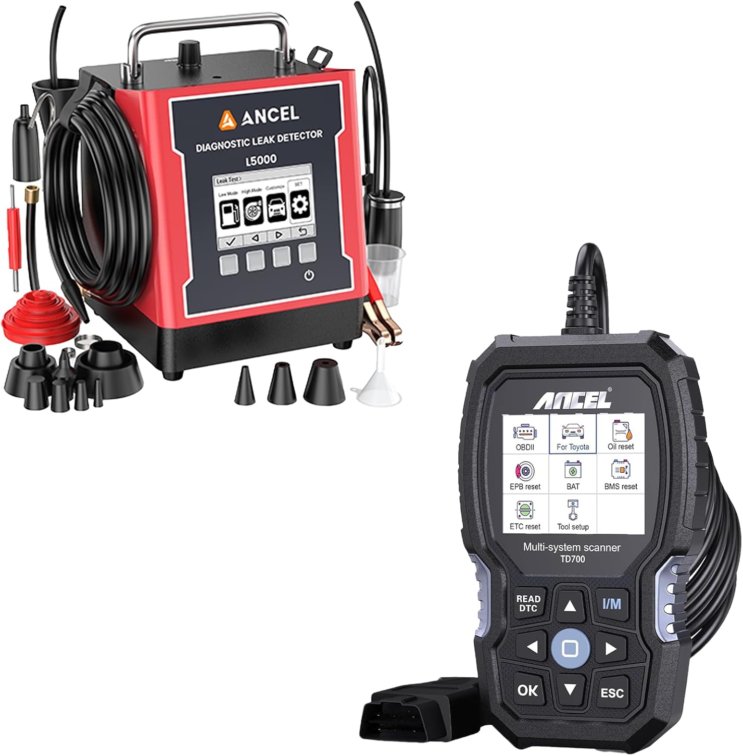 ANCEL L5000 Automotive Smoke Machine Leak Detector TD700 Fits for Toyota OBD2 Scanner, Engine Car Diagnostic Scan Tool