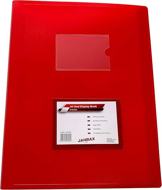 A4 Red Flexible Cover 10 Pocket Display Book