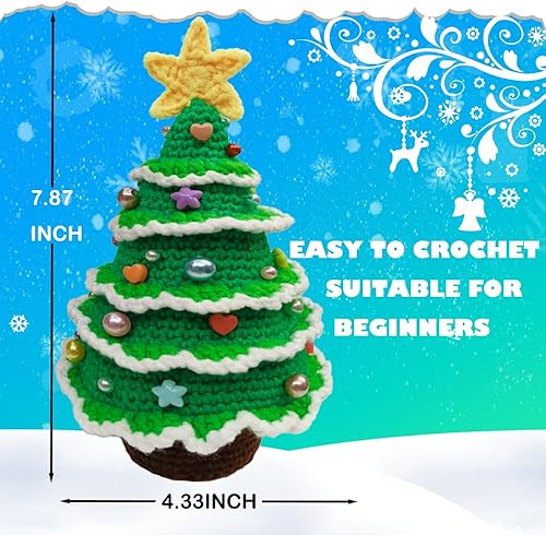 Miniatura 4 de Yarniss Kits de inicio de ganchillo para árbol de Navidad, kits de ganchillo para principiantes con video tutorial paso a paso