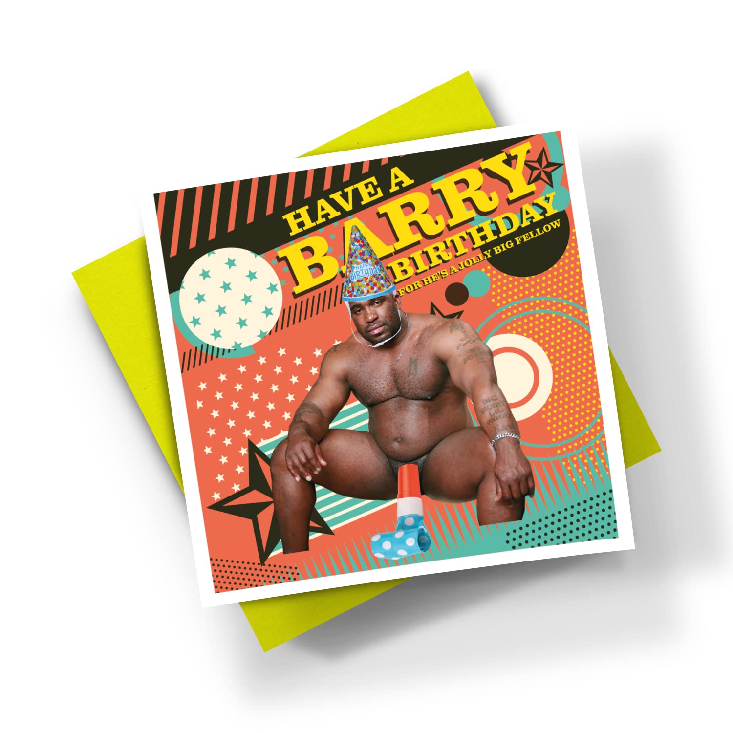 Have A Barry Birthday Square Card - Sitting on Bed Meme Happy Birthday Card Funny Fun Joke Rude Gift Present Personalised/Blank Message Yellow Envelope (Personalised Message Prime)