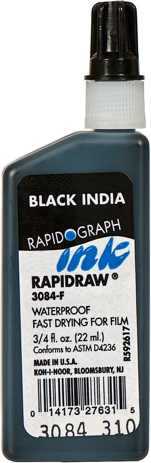 Koh-I-Noor Technical Inks rapidraw ink black 3/4 oz. [PACK OF 3 ]