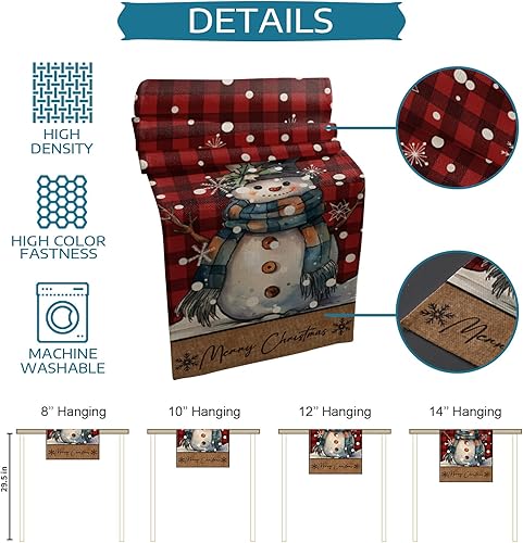 Miniatura 7 de Christmas, Cotton Linen Long Table Runner 13 x 108 inch Non-slip Rectangular Kitchen Coffee Dining Table Decor for Wedding Party Holiday Dinner