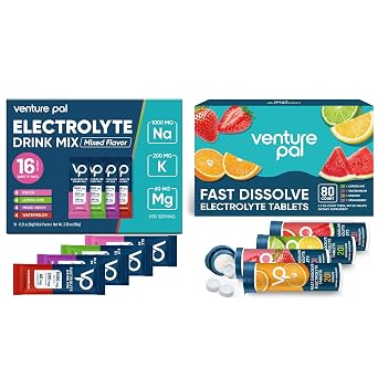 Venture Pal Electrolyte Hydration Bundle Chewable Tablets & High Sodium Powder Packets for Rapid Hydration, Outdoor Activities, Sports & Workouts | Sugar-Free, Keto & Vegan Friendly | 96 Count Total