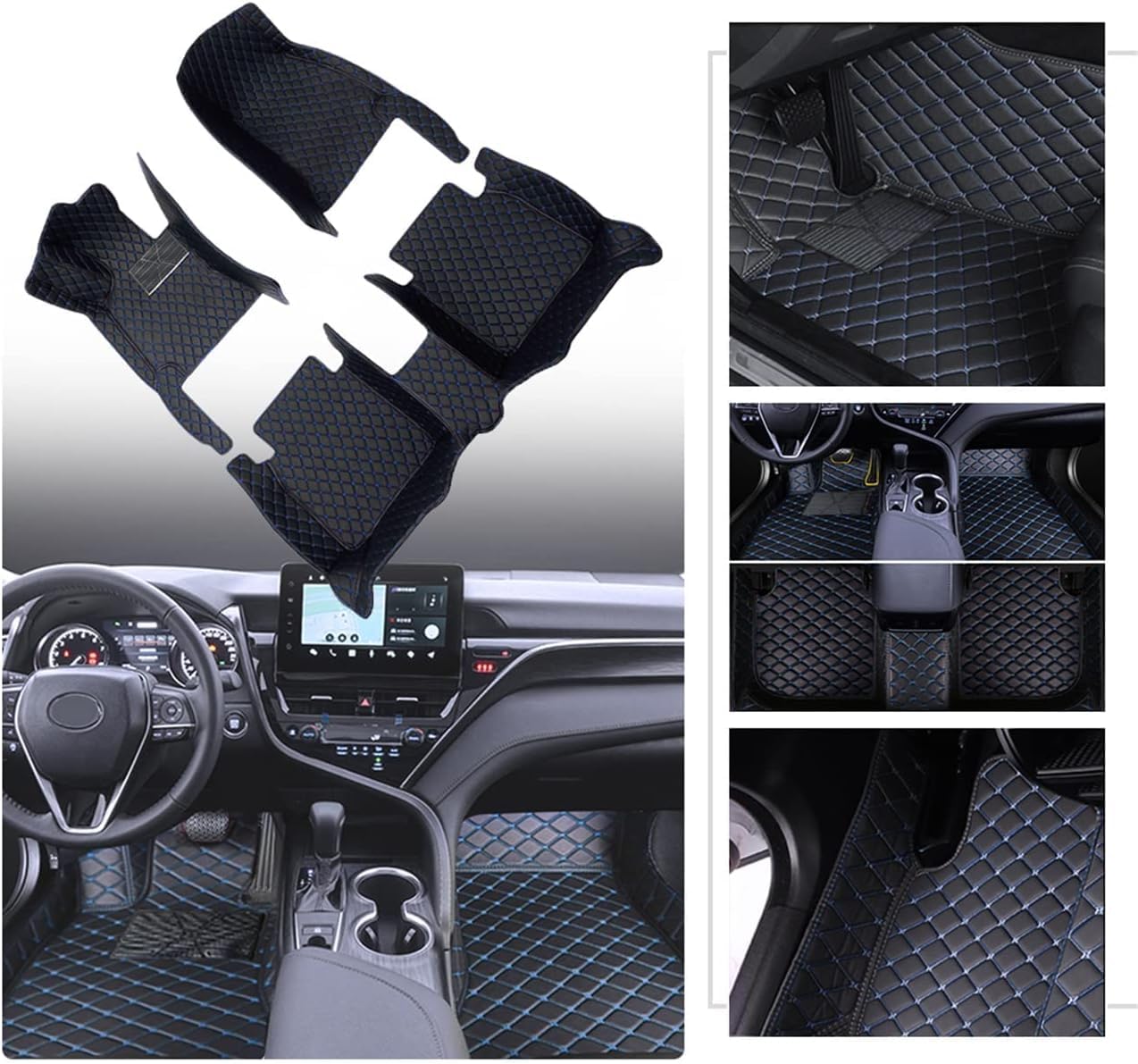 Tappetini In Gomma Per Toyota C-HR 2016-2023 - Antiscivolo, Blu, 13 Pezzi