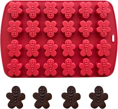 Gingerbread Man Silicone Molds 24 Cavities Christmas Chocolate Molds 3D Gingerbread Man Soap Molds Christmas Ice Cube Molds Holiday Baking Molds for Candle Cookie Jello Clay Resin