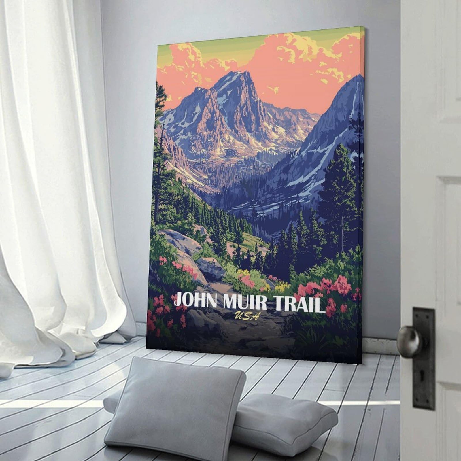 Junmoney John Muir Trail USA Landscape Room Decor Wall Art, 08x12inch(20x30cm), for Office, Study Or Home Workspace, A Smart Decor Choice for Study Walls