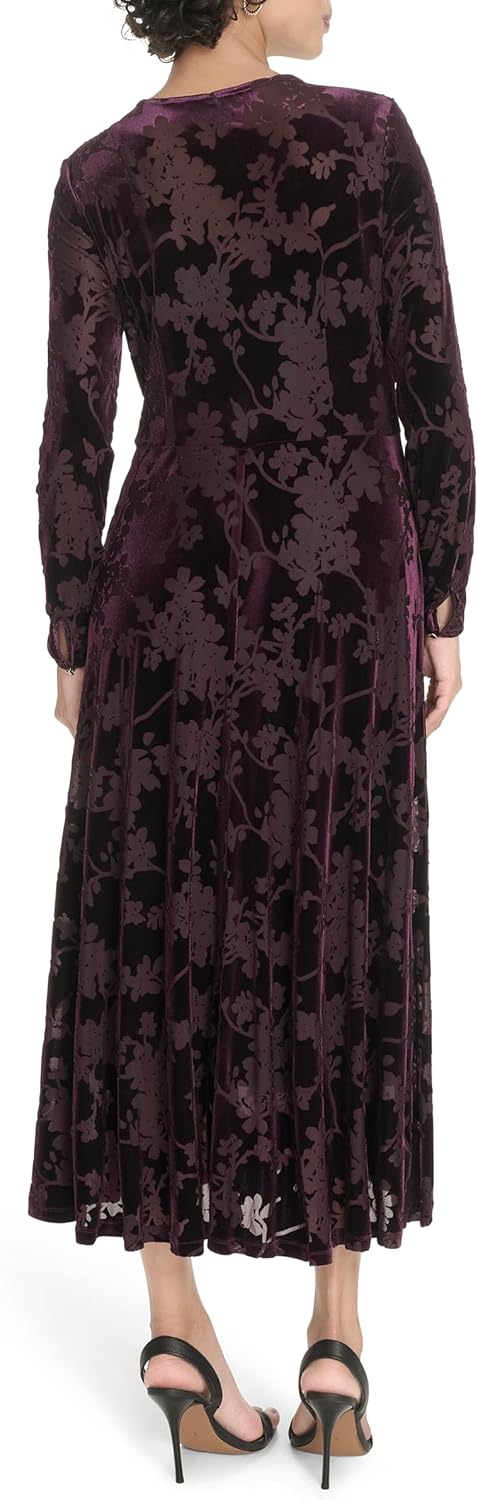 Tommy Hilfiger Womens Long Sleeves Keyhole Neck Midi Dress - Image 4