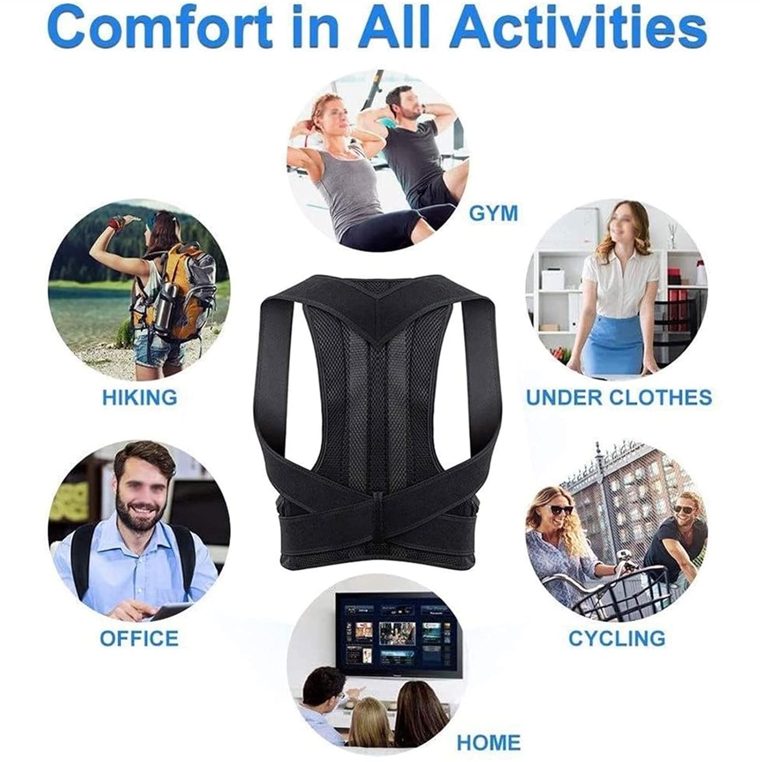 Back Support Belts Corrector Brace Improves and Provides for Men Women Lower Upper Neck, Back, Shoulder,