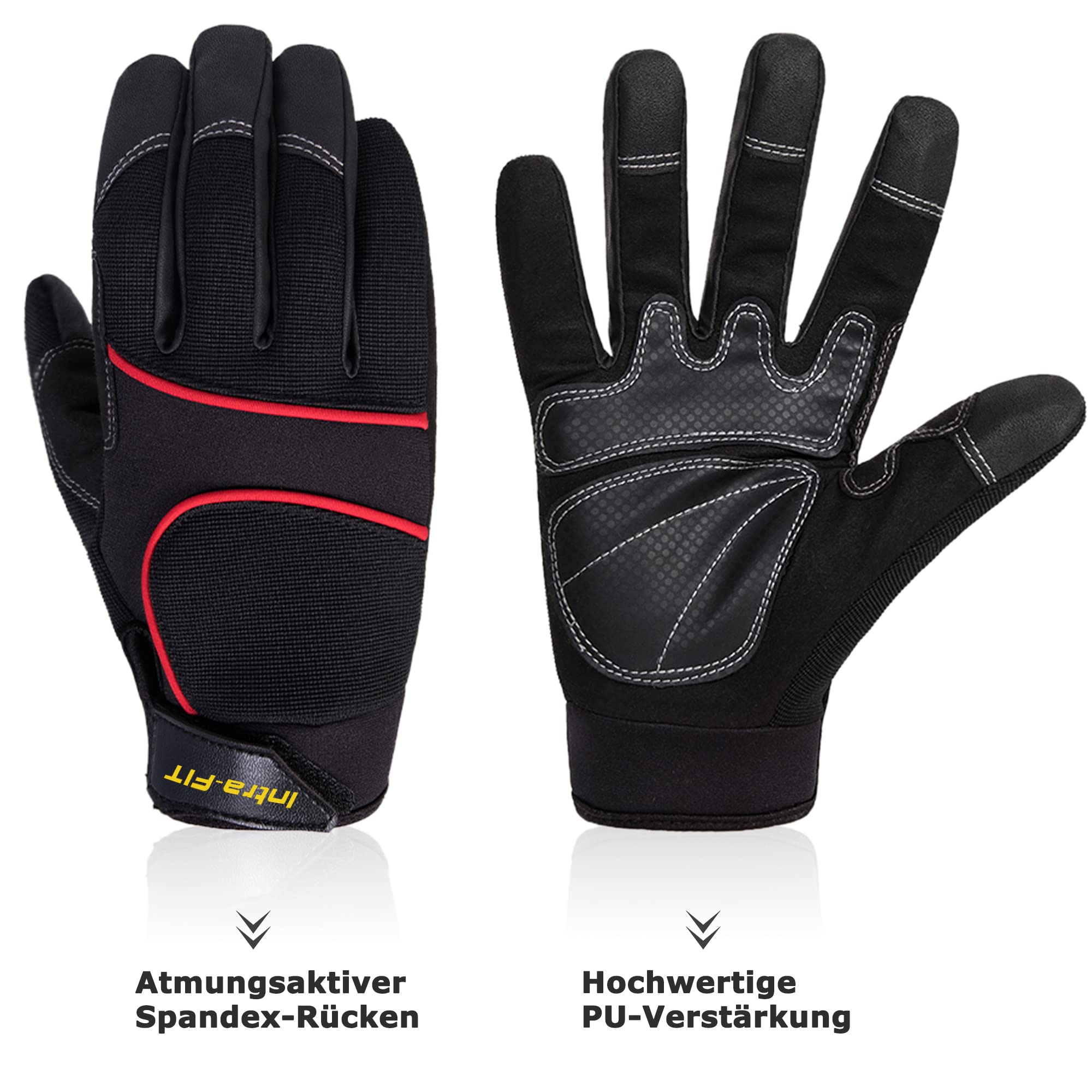 1 par de guantes de trabajo de protección para el trabajo EN388 CE, guantes de construcción de piel sintética