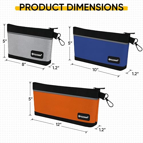 Vista 24 de TICONN Bolsas de herramientas con cremallera, bolsas pequeñas Oxford 1680D para herramientas, bolsa impermeable con cremallera para organizadores
