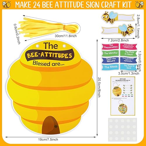 Miniatura 2 de Syhood Kit de manualidades con signo de actitud de abeja para niños, hace 24 VBS para la escuela dominical, manualidades religiosas de abeja, kit de