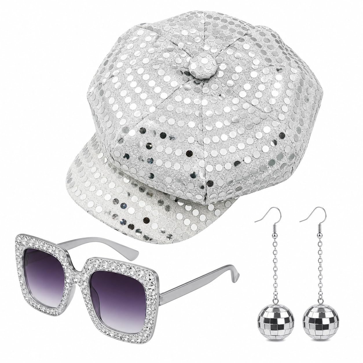 Aguwgax 3-Pair 70s Disco Fancy Dress Accessories Set