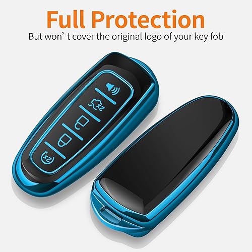 Miniatura 3 de Sindeda Funda para llavero Ford con llavero de protección completa suave compatible con Ford C-Max Edge Escape Expedition Explorer Flex Focus Taurus