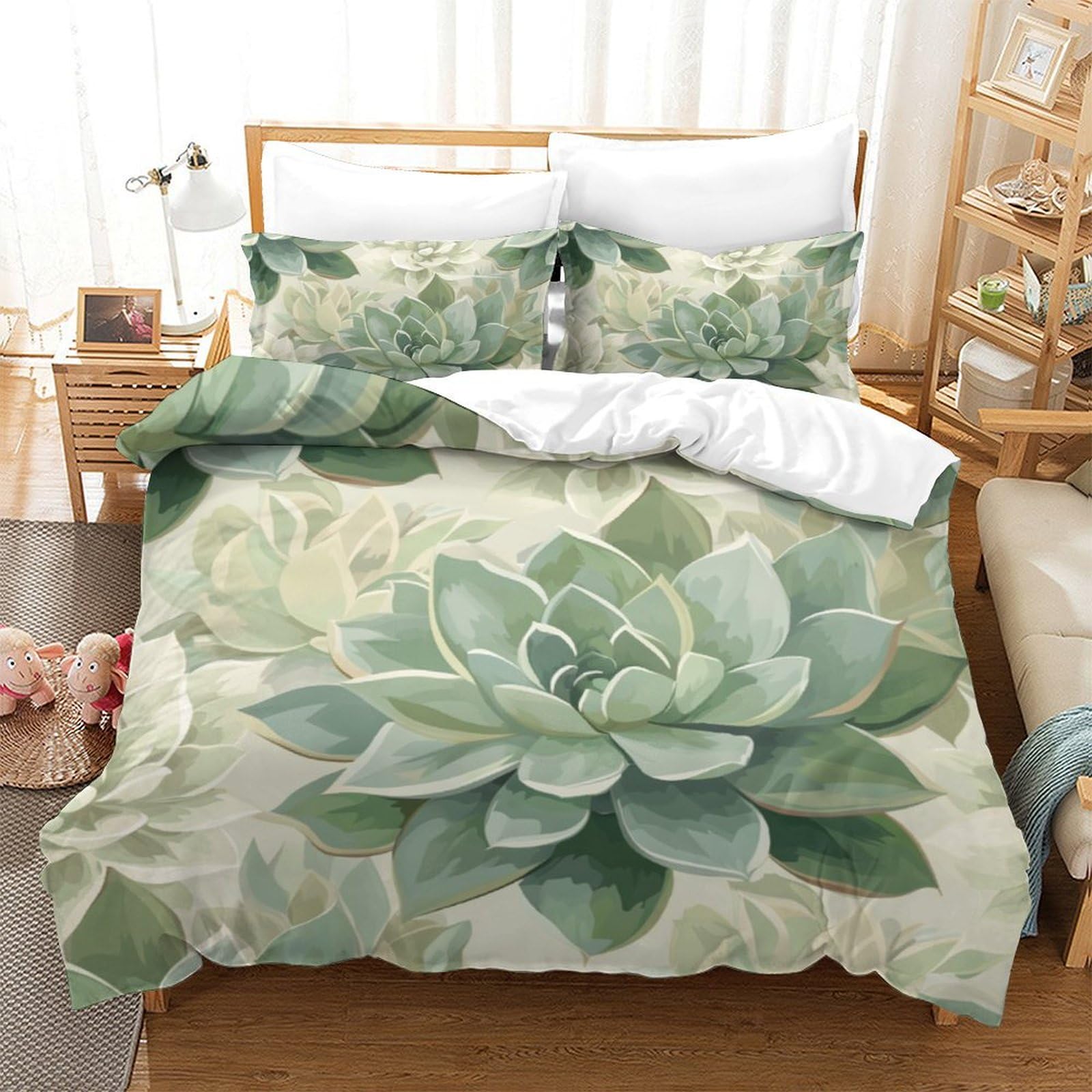 Housse de couette 3D haute qualité en set de literie fleurs King 220x240cm
