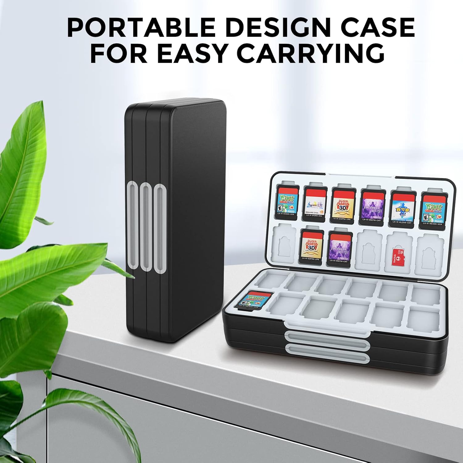 HEIYING Switch Game Card Case for Nintendo Switch 2(2025)/ OLED/Lite,Black Portable Travel Carry Case with 72 Game Card Slots and 24 Micro SD Cards Slots - Image 6