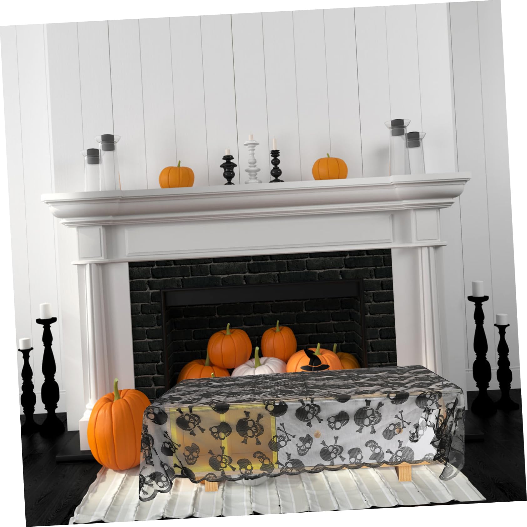 Alipis 4 Stück Tischdecke Schwarze Tischdeko rechteckige tischdecke Halloween Halloween- tischdecken Halloween tischdecke -Dekoration Tischdeckendekoration Polyester