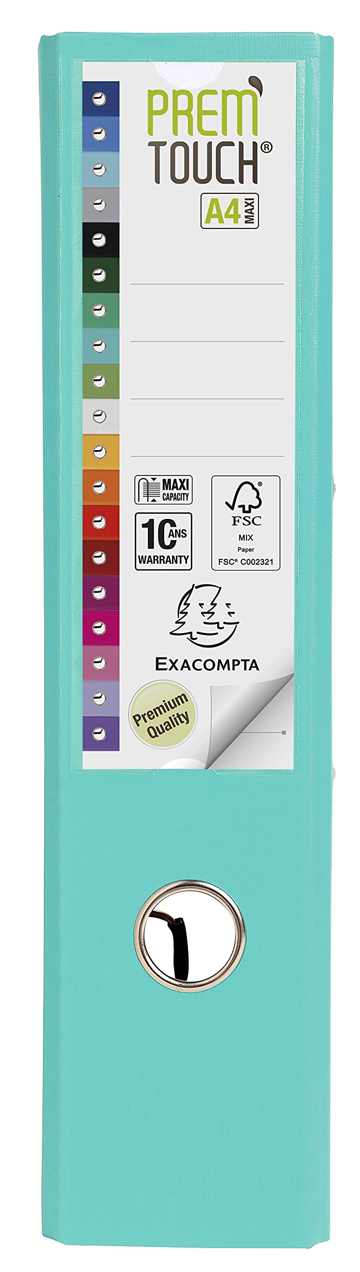 Exacompta 53303E 10er Pack Premium Kunststoff-Ordner Prem´Touch. 8 cm breit DIN A4 MAXI Ringordner Aktenordner Briefordner Büroordner Plastikordner Schlitzordner hellgrün