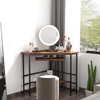 12 Bedroom Vanity Ideas for Beauty and Storage 41 SogesHome Corner Vanity Desk, Triangle Makeup Desk with Under Table Tray...