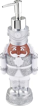 Avanti Linens - Soap Dispenser/Lotion Pump, Christmas Bathroom Decor (Holiday Collection, Silver Nutcracker)