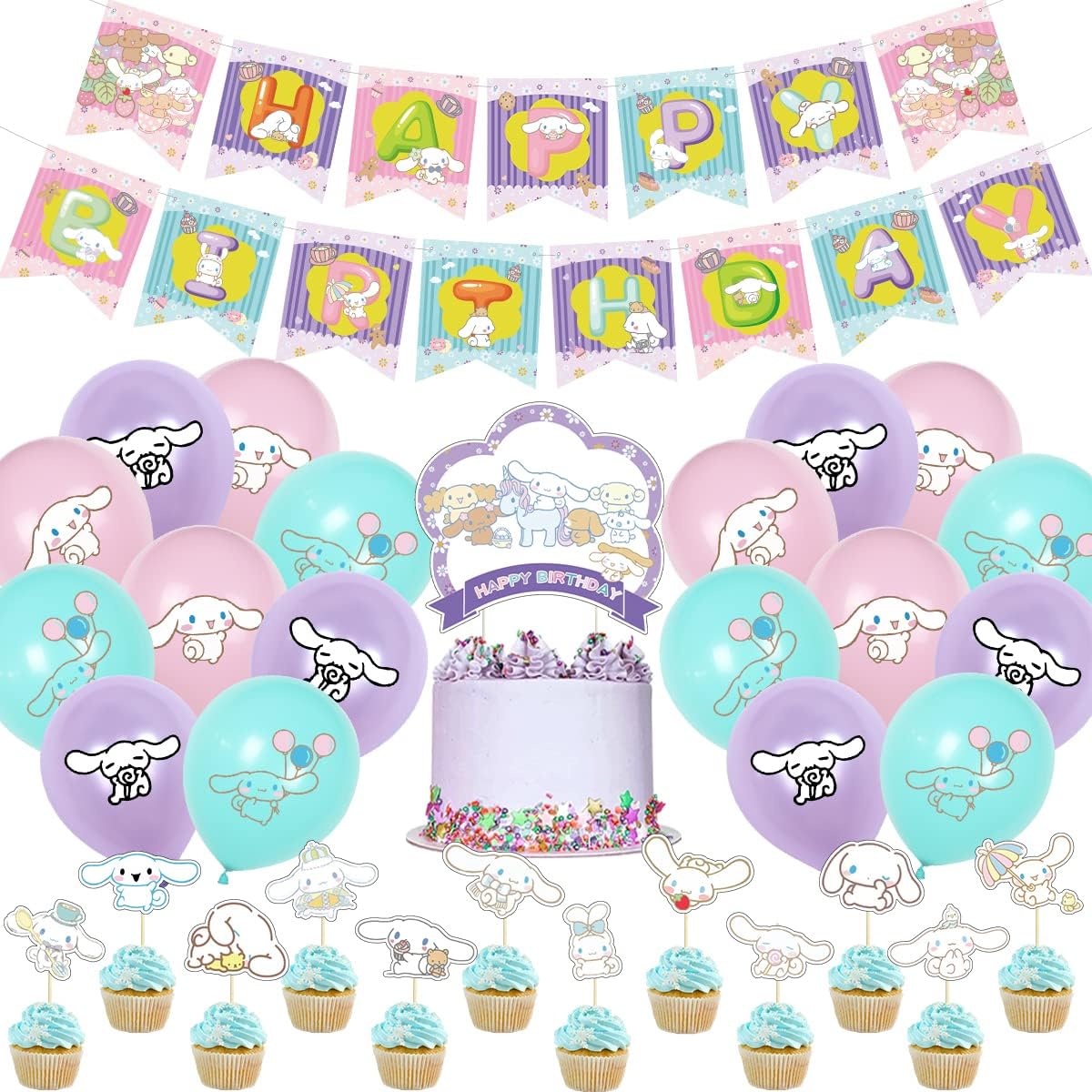 Cartoon Dog Party Decorations,Kawaii Dog Birthday Supplies for Party