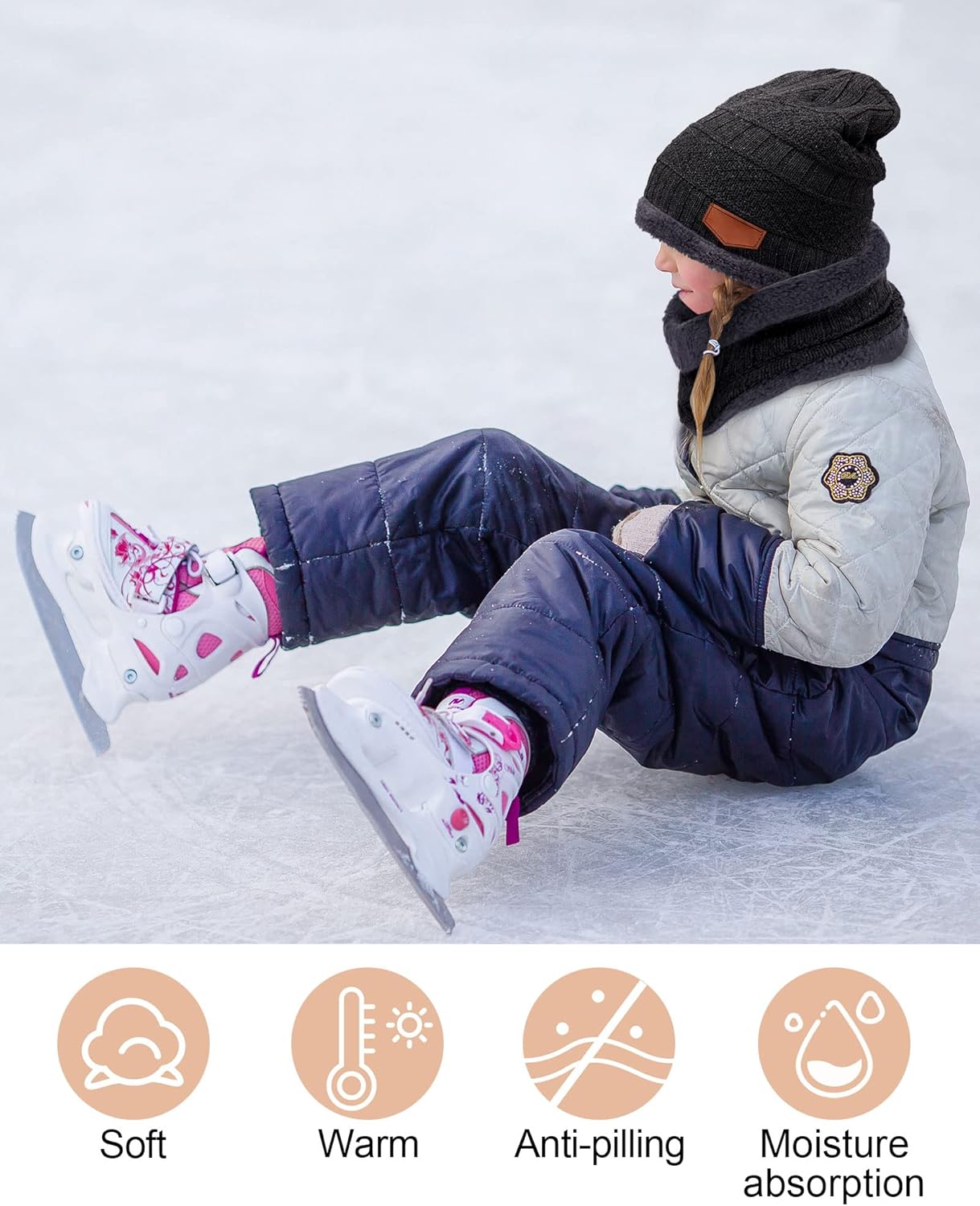 6 Pieces Kids Winter Hat Glove Scarf Sets Knitted Toddler Cap Beanie Touchscreen Mitten Neck Warmer for Boys Girls 5-14 Years - Image 7