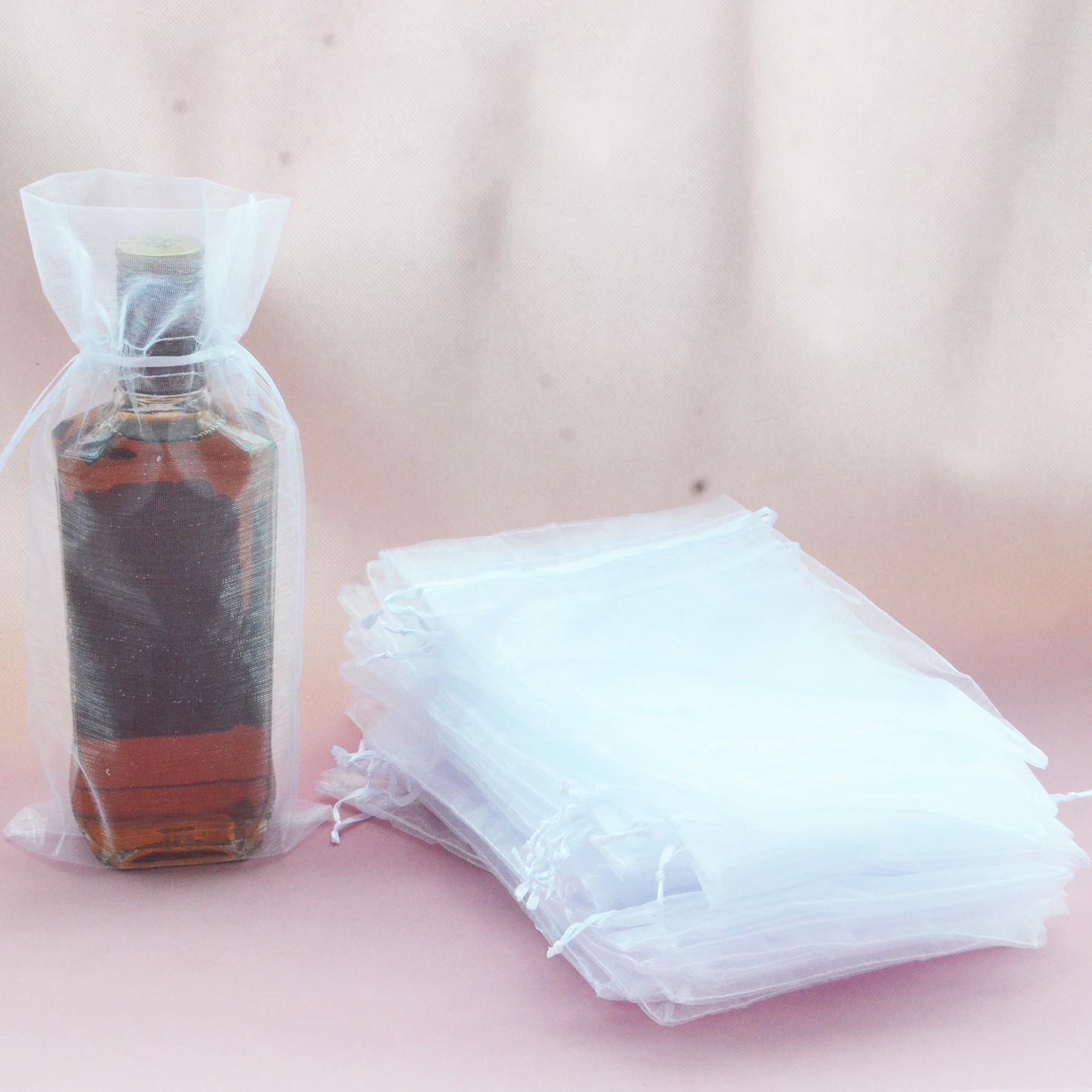 Meilemeile Organza Favor Bags with Drawstring 50PCS Sheer Organza Bags 6 * 13 In for Wedding, Bridal Shower Favors, Party Handouts, Jewelry Display, and Christmas Presents