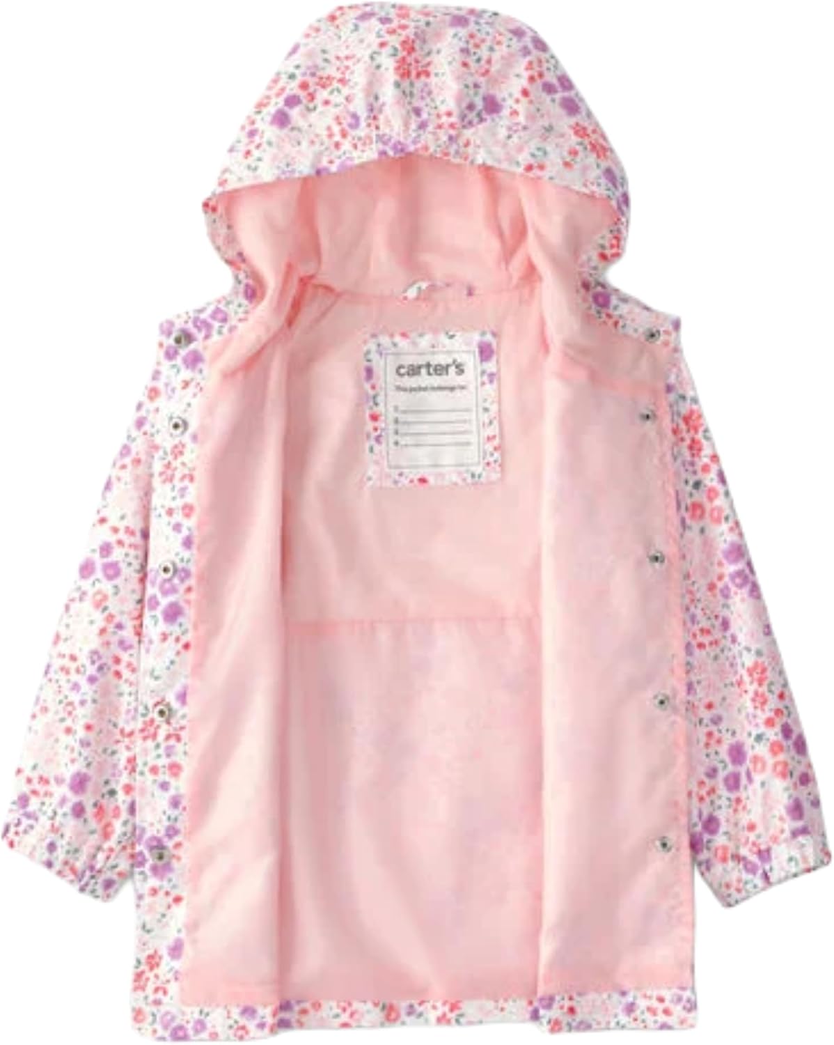 Carter's Toddler & Little Girls' Midweight Fleece Lined Hooded Raincoat Rain Jacket