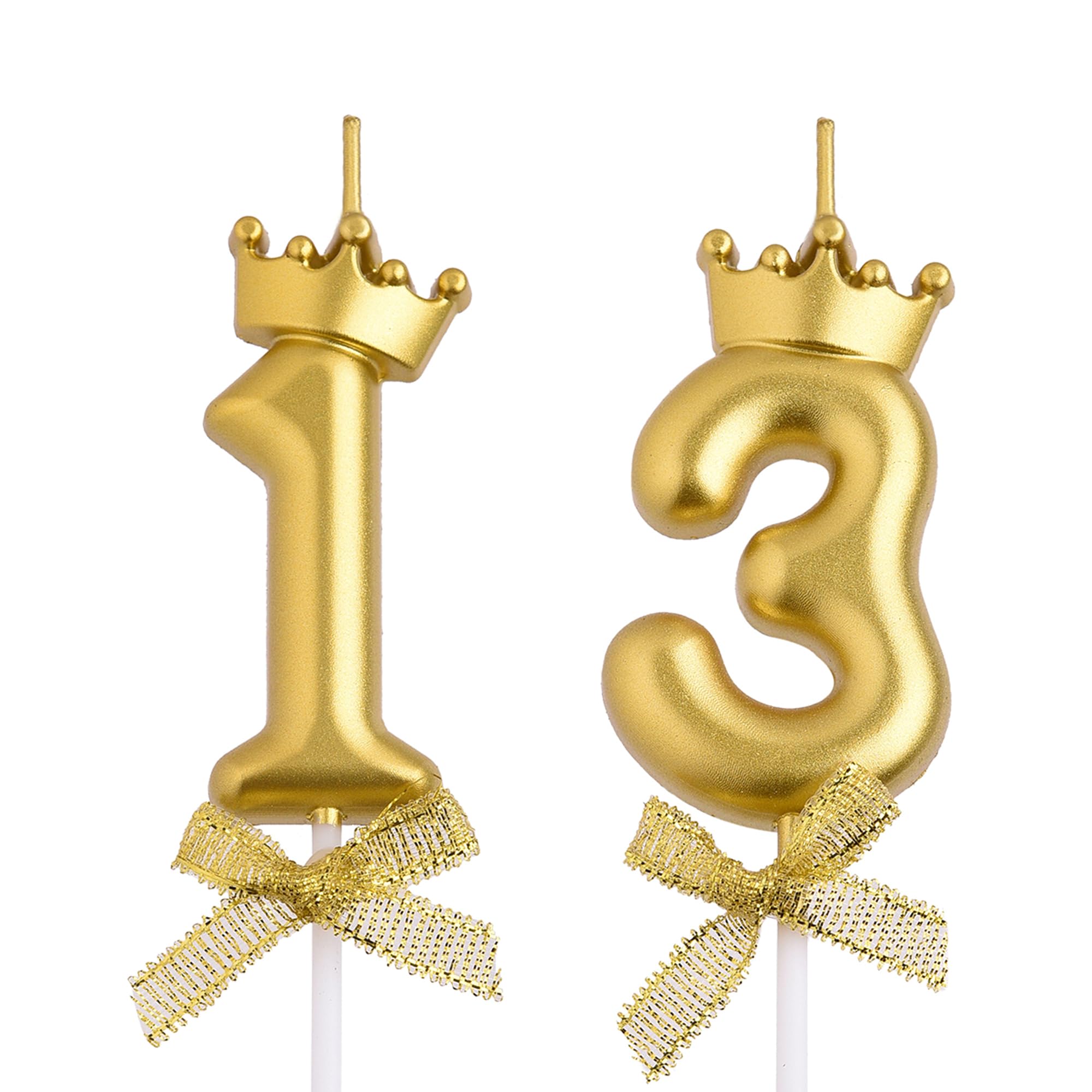 Velas de cumpleaños número 13, velas de cumpleaños con números de 13 años, decoración de pastel de feliz cumpleaños, regalos para niños y niñas (dorado)